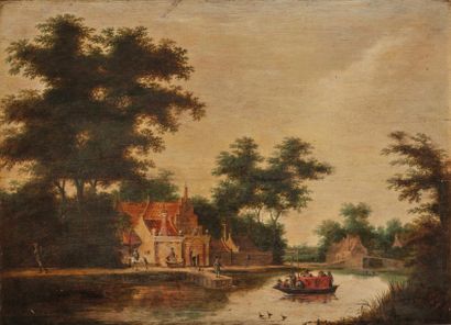 null École Hollandaise vers 1660, entourage de Hendrik de MEIJER.
Le passage du bac...
