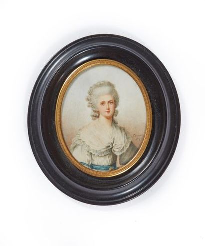 null La princesse Frédérique de Prusse en robe bleu-vert
Miniature sur ivoire du...