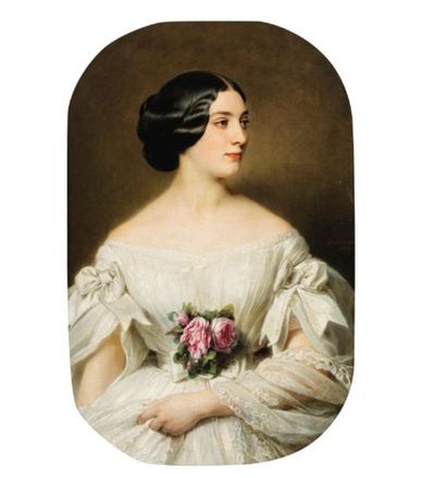  Hermann WINTERHALTER (1808-1891). Portrait présumé de madame Paul Renouard de Bussière,...