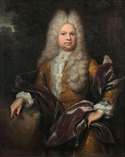 null Arnold BOONEN (1669-1729).
Portrait de gentilhomme dans un paysage 
Toile.
(Restaurations...