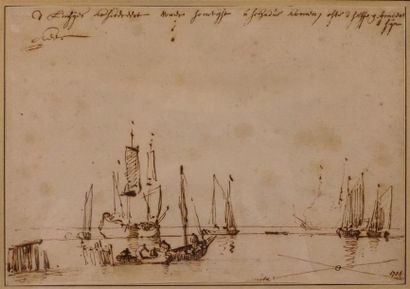 null Willem van de VELDE le Jeune (Leyde 1633-Londres 1707).
Marine
Plume et encre...