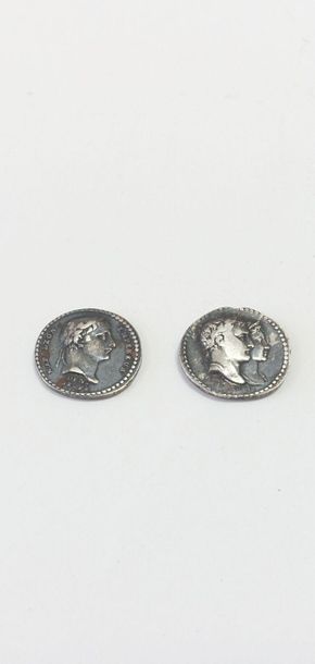 null Two silver quinaires:
- The Senate and the People.
- Napoleon Emperor and Marie-Louise...