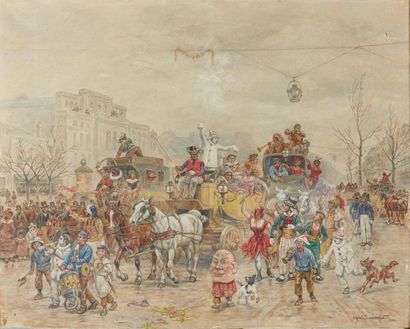 null Eugène CHAPERON (1857-1938).
" La vie parisienne. Scène de carnaval sous le...