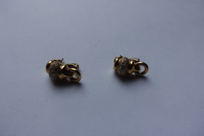 null Paire de boucles d'oreilles en or jaune 750 millièmes, chacune à décor géométrique...