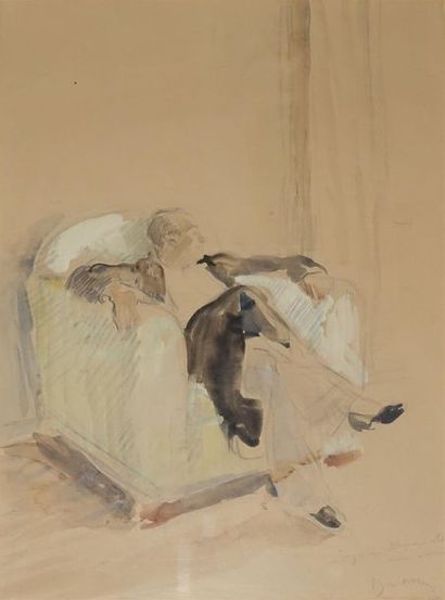 null Étienne DRIAN (1885-1961).
Portrait d'Yves MIRANDE
Aquarelle, signée en bas...