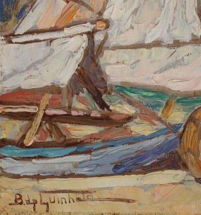 null Bernard DE GUINHALD (né 1885).
Voiles à St-Tropez 
Huile sur panneau, signée...