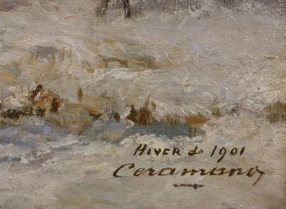 null Charles-Ferdinand CERAMANO (1829-1909).
Hiver de 1901
Huile sur toile, signée...