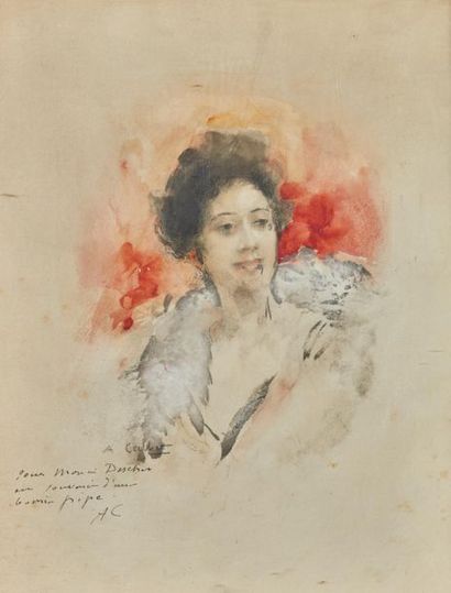 null Antoine CALBET (1860-1944).
Portrait de jeune femme
Aquarelle signée vers le...