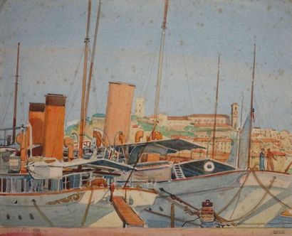 null Tony MINARTZ (1870-1944).
Cannes, le Vieux port
Aquarelle, signée en bas à gauche...