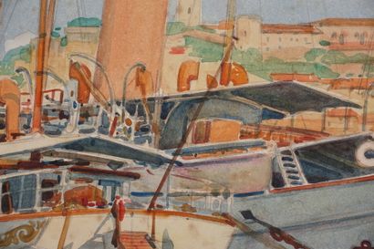 null Tony MINARTZ (1870-1944).
Cannes, le Vieux port
Aquarelle, signée en bas à gauche...