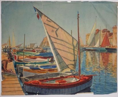null Tony MINARTZ (1870-1944).
Tartanes au port
Aquarelle, signée en bas à gauche.
Haut....