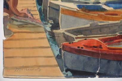 null Tony MINARTZ (1870-1944).
Tartanes au port
Aquarelle, signée en bas à gauche.
Haut....