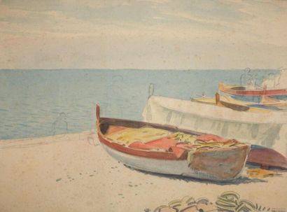 null Tony MINARTZ (1870-1944).
Barques sur la plage
Deux aquarelles, portent le cachet...