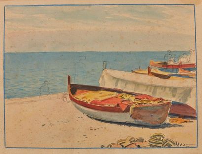 null Tony MINARTZ (1870-1944).
Barques sur la plage
Deux aquarelles, portent le cachet...