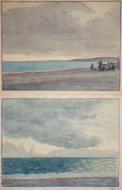 null Tony MINARTZ (1870-1944).
Bord de mer, ciel nuageux
Deux aquarelles, portent...