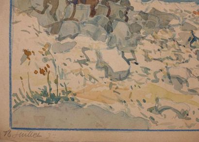 null Tony MINARTZ (1870-1944).
Côte rocheuse
Aquarelle, datée 18 juillet 37 en bas...