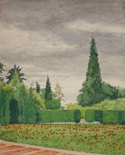 null Tony MINARTZ (1870-1944).
Parcs et jardins méditerranéens
Trois aquarelles,...