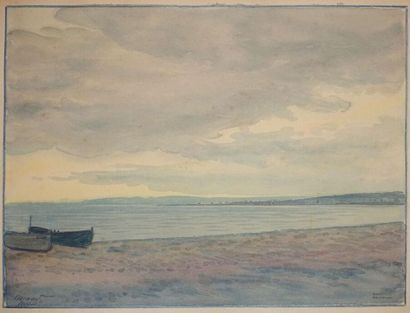 null Tony MINARTZ (1870-1944).
Barques sur la plage
Aquarelle, porte le cachet de...