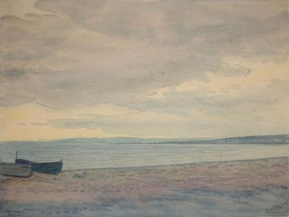 null Tony MINARTZ (1870-1944).
Barques sur la plage
Aquarelle, porte le cachet de...