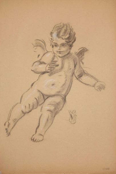 null Tony MINARTZ (1870-1944).
Études d'angelots
Cinq dessins au fusain avec rehauts...