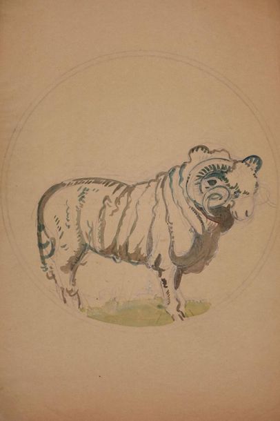 null Tony MINARTZ (1870-1944).
Bouquetin - Bélier
Deux dessins au crayon rehaussés...