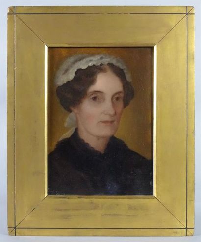 null Viktor-Johann TOBLER (1846-1915).
Portrait de Mme Hodges
Huile sur panneau,...
