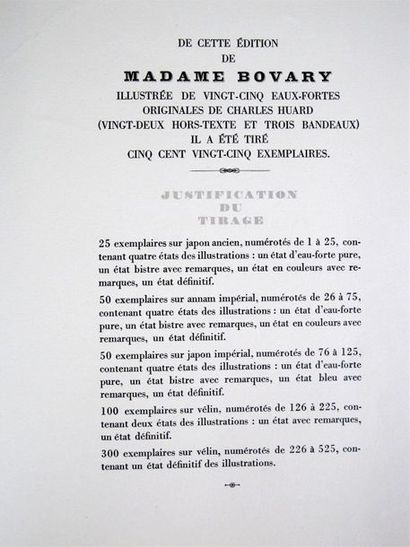 null FLAUBERT Gustave. Madame Bovary. Paris, Javal et Bourdeaux, 1930 ; fort volume...