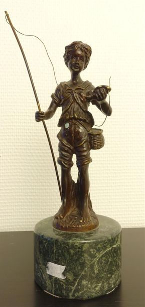 null Dans le goût d'Auguste MOREAU.
Jeune pêcheur
Bronze, fonte moderne, signé, socle...