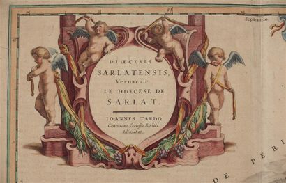 null Jean de TARDE. Carte du Diocèse de Sarlat. 43,3 x 53,6 cm. (Accidents, restaurations)....