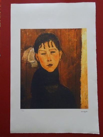  Amedeo Modigliani, lithograph, 1980s, ca 78x51cm. Sigmed in print, embossed seal... Gazette Drouot
