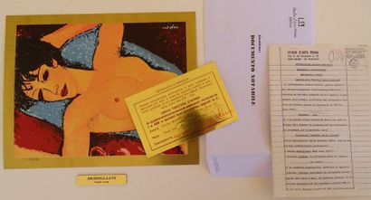  Amedeo Modigliani (après) sur or+Certificat d'authenticité,27.5x22cm Gazette Drouot