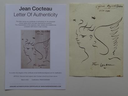 Jean COCTEAU Jean Cocteau (attribué), dessin à l'encre, signé à la main, 25,5x19... Gazette Drouot