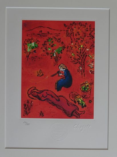 Marc Chagall Marc Chagall, lithographie, Spadem, numérotée, 50x40cm y compris le... Gazette Drouot