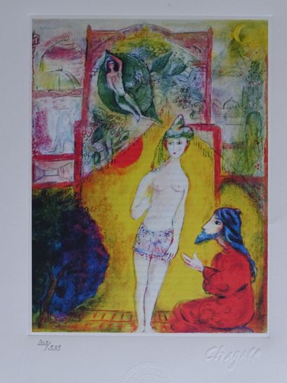 Marc Chagall Marc Chagall, lithographie, Spadem, numérotée, 50x40cm y compris le... Gazette Drouot