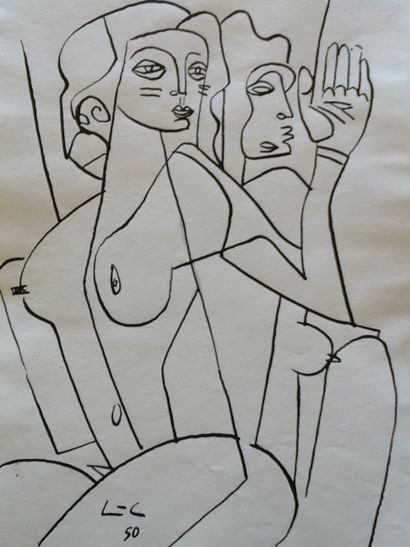 Le Corbusier Le Corbusier (attribué) dessin à l'encre, signé à la main, 29x20cm Gazette Drouot
