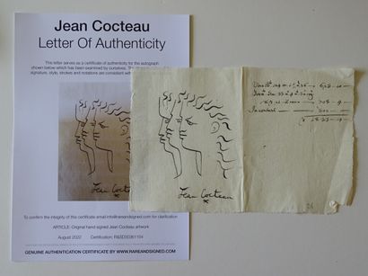 Jean COCTEAU Jean Cocteau (attribué), dessin à l'encre, signé à la main, 27x17cm Gazette Drouot