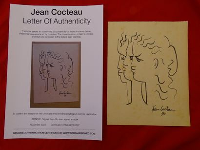 Jean Cocteau Jean Cocteau (attribué), dessin à l'encre, signé à la main, 22x17cm Gazette Drouot