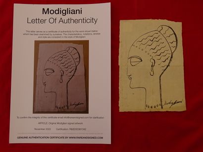 Amedeo Modigliani Amedeo Modigliani (attribué), dessin à l'encre, environ 19x13c... Gazette Drouot
