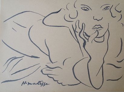 Henri Matisse Henri Matisse (attribué) dessin à l'encre, signé à la main, 22x17c... Gazette Drouot