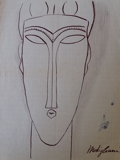 Amedeo Modigliani Amedeo Modigliani (attribué), dessin à l'encre, environ 27x21c... Gazette Drouot