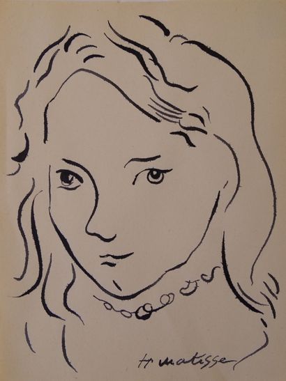 Henri Matisse Henri Matisse (attribué) dessin à l'encre, signé à la main, 21x17c... Gazette Drouot