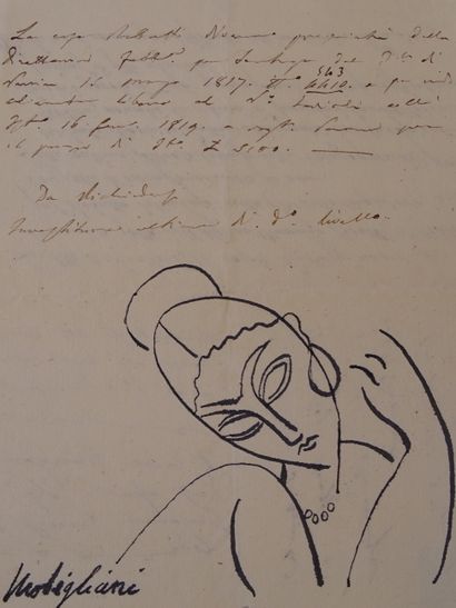 Amedeo Modigliani Amedeo Modigliani (attribué), dessin à l'encre, environ 21x17c... Gazette Drouot