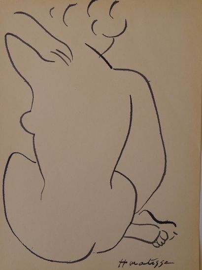 Henri Matisse Henri Matisse (attribué) dessin à l'encre, signé à la main, 24x17c... Gazette Drouot