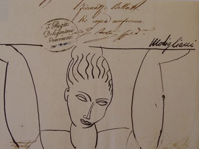 Amedeo Modigliani Amedeo Modigliani (attribué), dessin à l'encre, environ 20x14c... Gazette Drouot