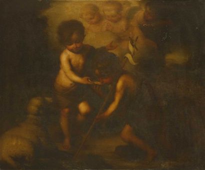  After Bartolomé Esteban Murillo INFANT CHRIST AND ST. JOHN THE BAPTIST Oil on canvas... Gazette Drouot