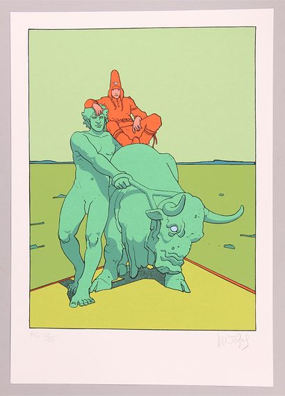 MOEBIUS (Jean Giraud, dit). Li Toré. Color serigraphy, 40 x 30. Signed and numbered... Gazette Drouot