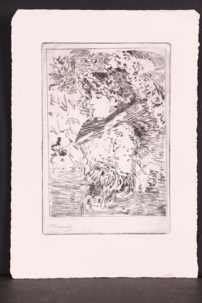 Édouard MANET. Jeanne. Etching, 17 x 11.5. Signed in the plate at the bottom lef... Gazette Drouot