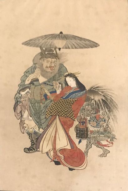 Jeune femme au parapluie Jeune femme au parapluie
Estampe réhaussé
Japon
30 x 20...