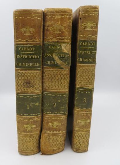 null CARNOT M. , De l'instruction criminelle, Paris, Migneret, 1817, 3 vol -In-4
(...