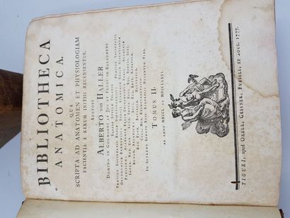 null BIBLIOTHECA ANATOMICA, Alberto von HALLER. 2 volumes in quarto, demi-reliure...